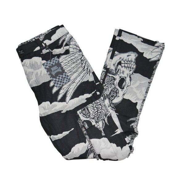 Rebel Vengeance Winged Skull Tapestry Cargo Pants Size 28x32 Goth Streetwear - Picture 12 of 13